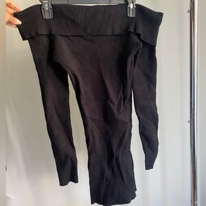 Edikted Black Ribbed Off-Shoulder Sweater Dress